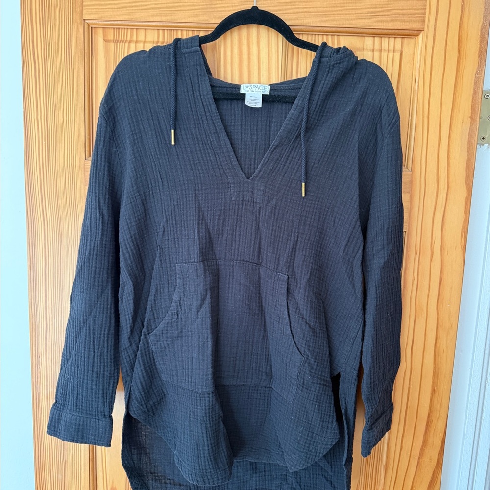 Black Hooded Cover Up with Pockets